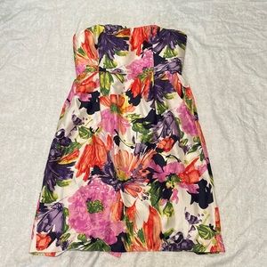 J. Crew Strapless Floral Dress - Multicolor